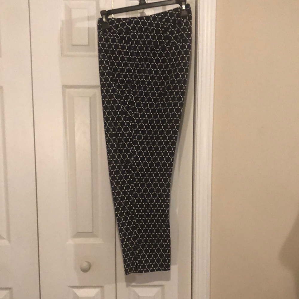 Blue and White Geometric Print Pants